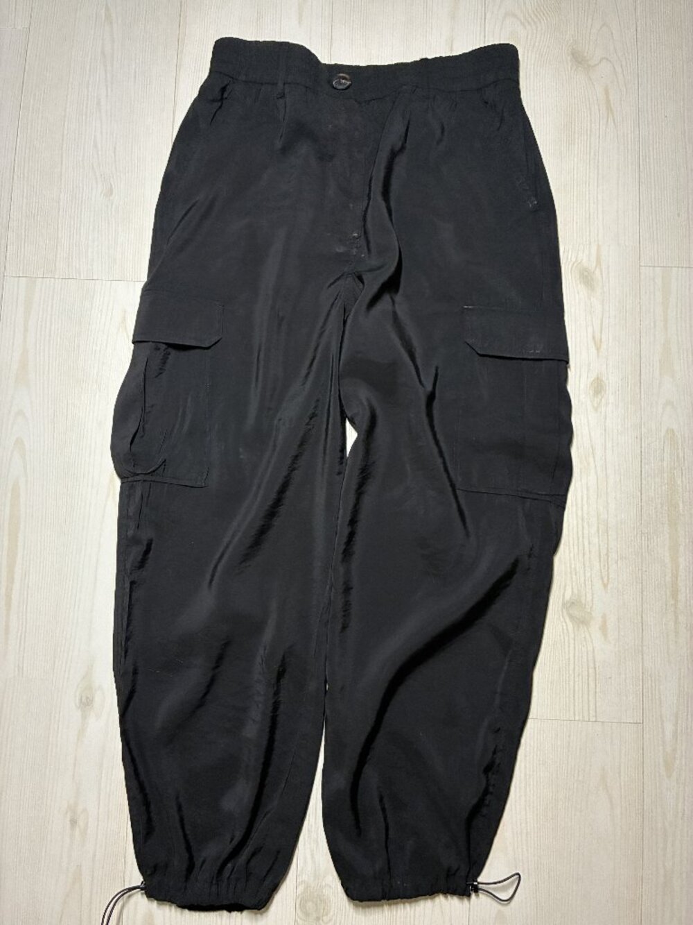 Joie Black Modal Blend Utility Cargo Pants Women’s Elastic Waist Size Large
